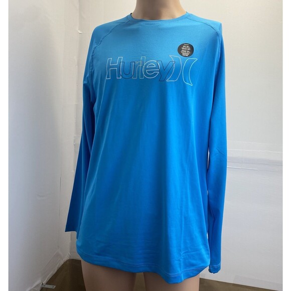 HURLEY Men's Long Sleeve Sunshirt Blue Size M UPF 50+ Quick Dry Top Stretch New - Picture 1 of 9